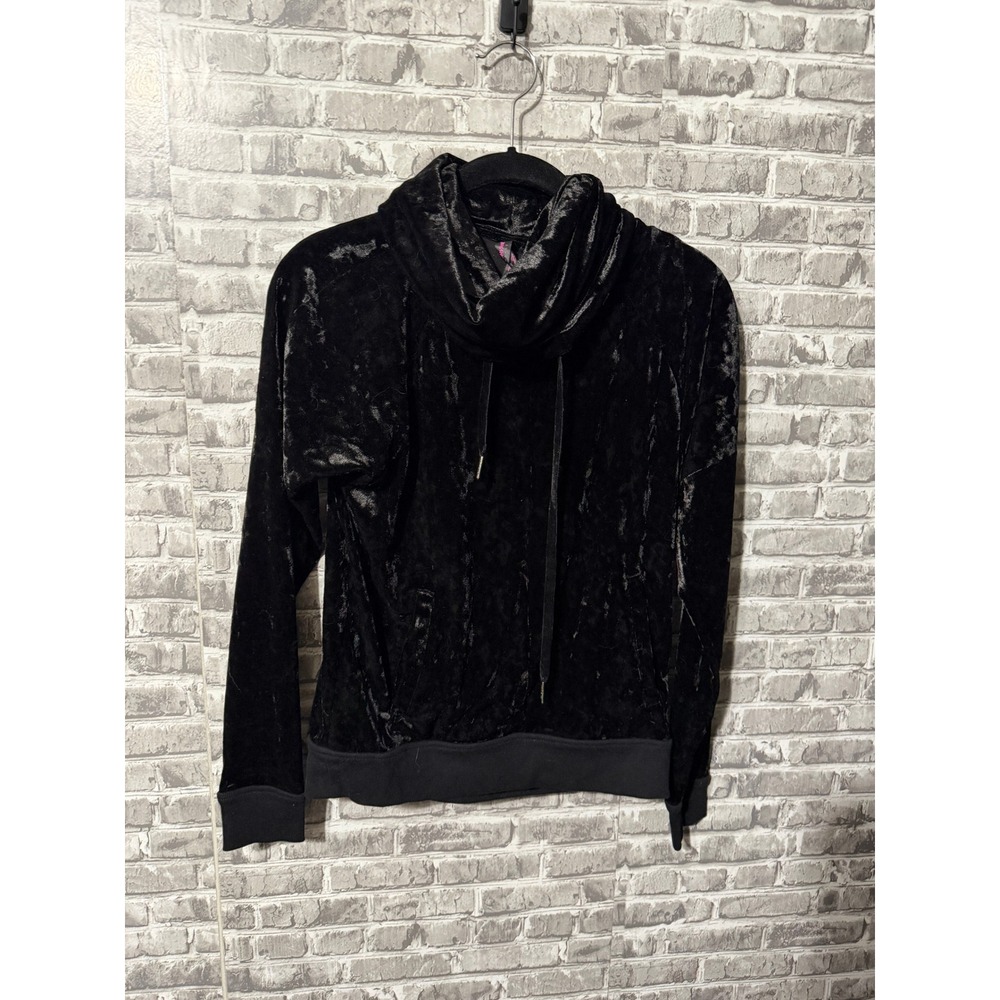 Betsey Johnson Black Crushed Velvet Cowl Neck Sweatshirt